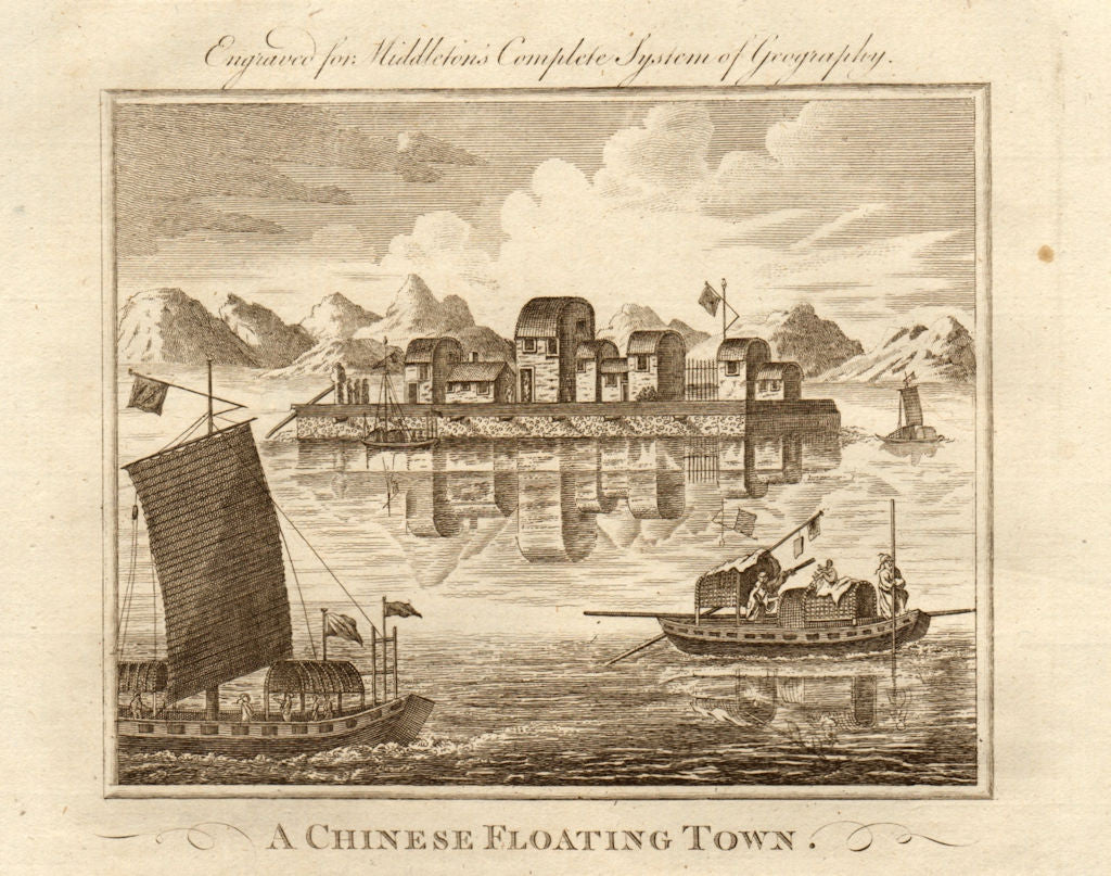 A Chinese floating town. China. MIDDLETON 1779 old antique print picture